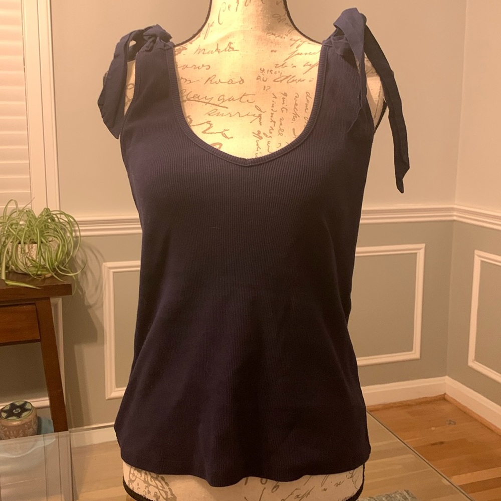 Anthro Maeve Tank Top with bow detail Navy Blue size medium
